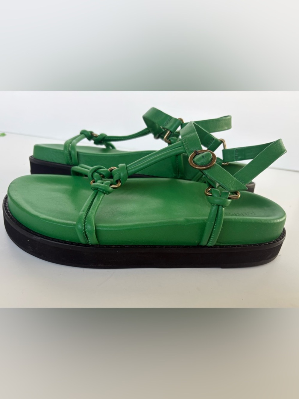FARM Rio Green Strappy Platform Sandals